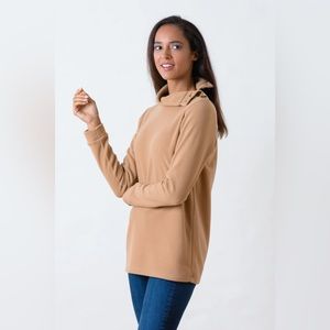 Dudley Stephens Bailiwick Button Turtleneck Vello Fleece (Camel)
